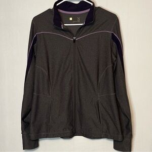 Womans Xersion Performancewear Exercise Jacket Gray Large Jogging Pilates.
